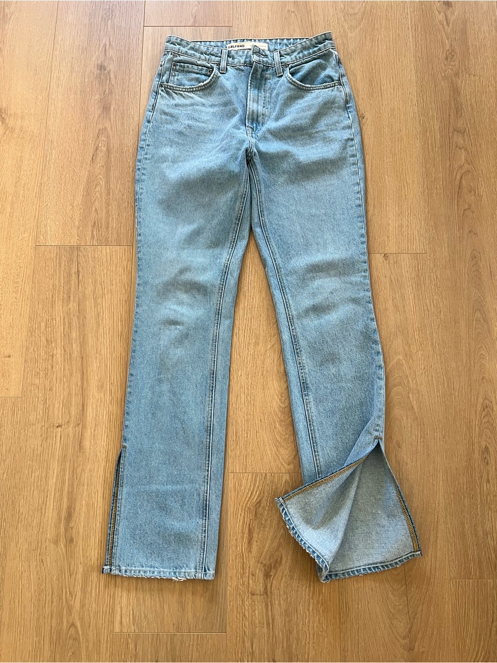 Girlfriend Harlow High Rise Boot Light Wash Women's Jeans with Side Slit size 26